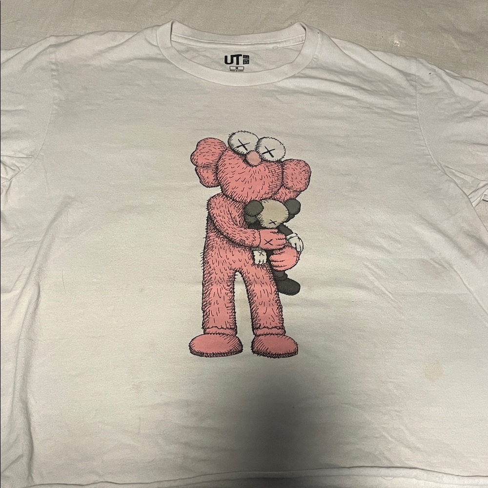 KAWS White Graphic Logo Tee with Black Print